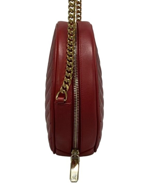 Saint Laurent Paris Shoulder Bag Red Chain Leather - Picture 2 of 15